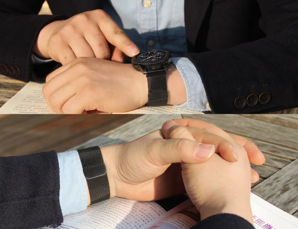 Bracelet de montre à boucle milanaise pour Samsung Gear S3 bracelet classique pour Gear S3 Frontier bracelet en acier inoxydable avec fermeture magnétique 1541843