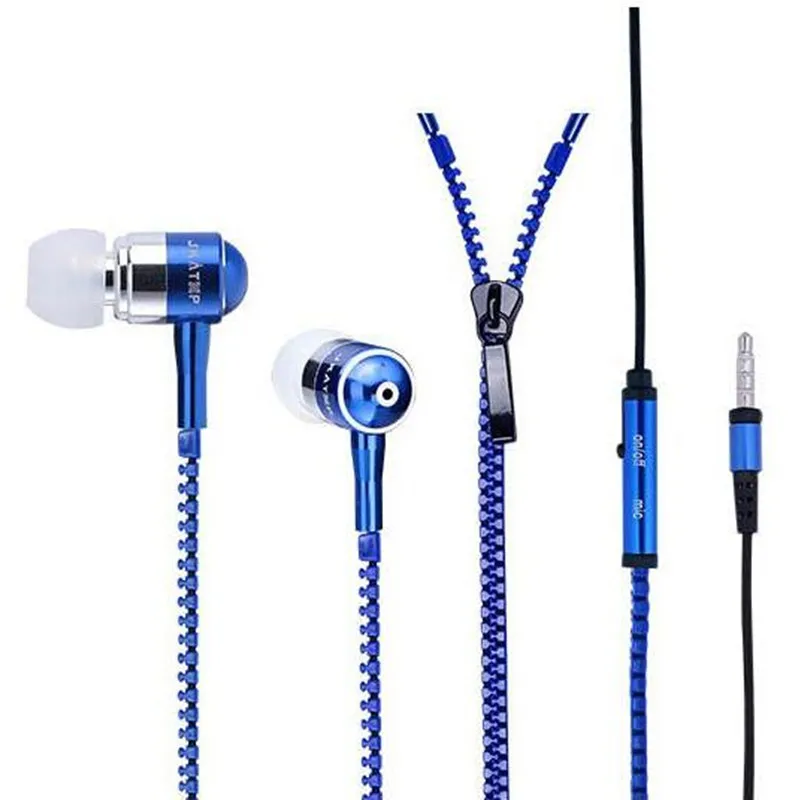 Zipper Earphones Headset 3.5MM Jack Stereo Bass Earbuds In-Ear Zip MIC Colorful Headphone for Iphone 7 6 Plus Samsung S6 MP3 MP4