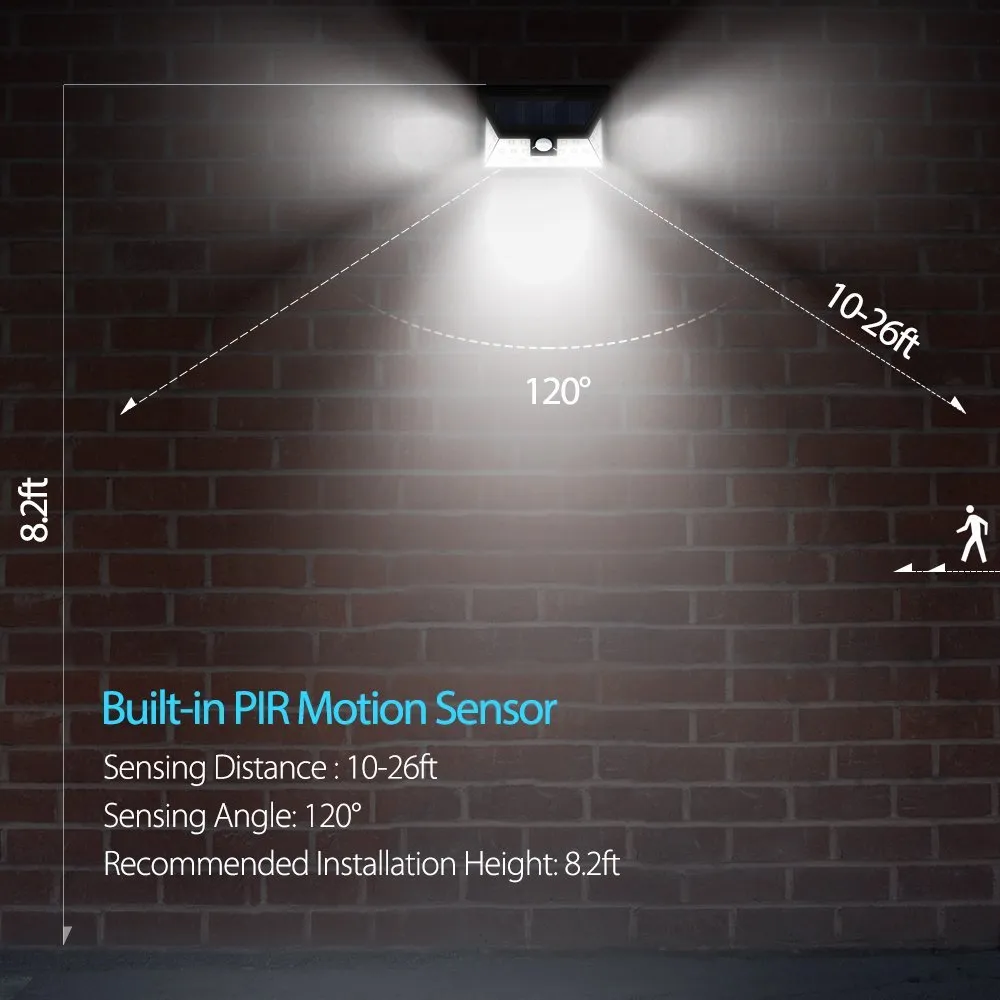 Lampor 24 LED Solar Motion Power Lights Vattentät Bredvinkel Ljus Utomhus Trädgård Säkerhetsbelysning