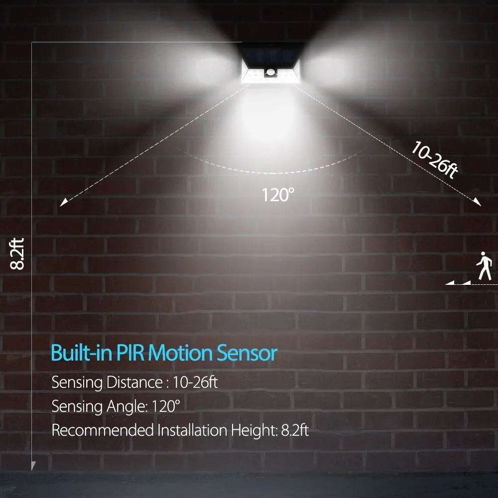 Lampy 24 LED Solar Motion Lights Wodoodporne Szerokokątne Światło Outdoor Garden Oświetlenie bezpieczeństwa