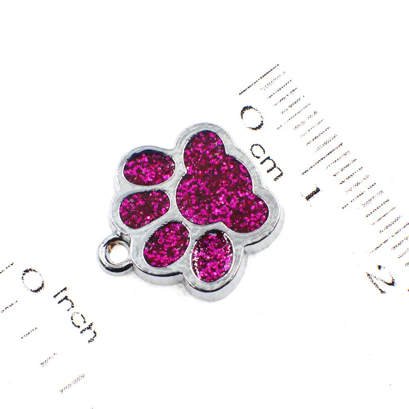 50st HC358 BLING ENAMEL CAT DOG BEAR PAW PRINTS HANG PENDANT FIT Roterande nyckelkedja Keyrings Bag smycken