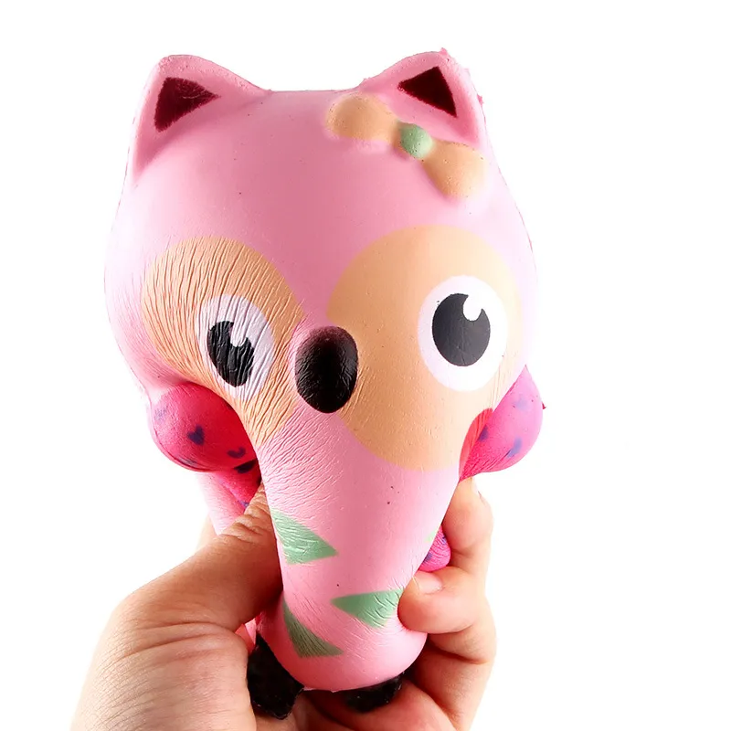 Großhandel 12CM Nette Squishy Kawaii Rosa Eule PU Weiche Langsam Steigende Telefon Strap Squeeze Pause Kinder Spielzeug Entlasten Angst spaß Geschenk