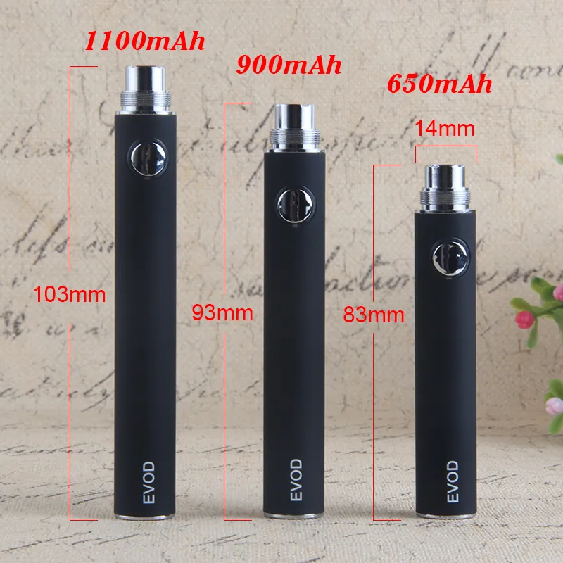 Evod Vape Pen EGO T 650 900 1100MAH 510 Trådförångare Batterier för vaxglas Globe Dry Herb CE4 CE6 H2 USB-laddare