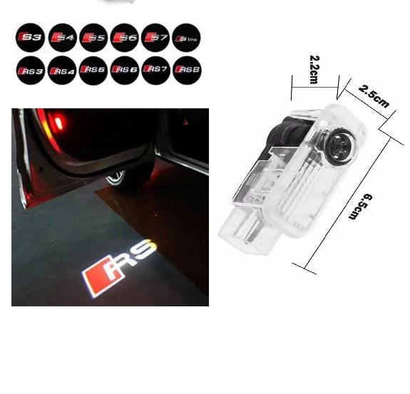 LED -bildörrlogotyp Projektionsljus för Audi A3 A4 B6 A6 C7 C5 Q7 Q5 A5 80 B7 B8 TT B8 RS4 RS5 RS6 S4 S5 S6 S7 RS SLINE QUATTRO5675323