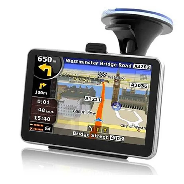 Navigateur GPS automatique de voiture de 5 pouces Bluetooth AV-IN FM CPU 800MHZ intégré 8GB IGO Primo Maps