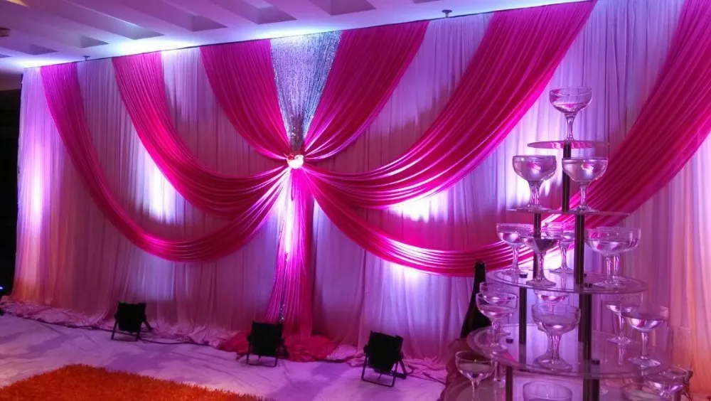 Speciale Aanbieding 10ftx20ft sequin bruiloft achtergrond gordijn met swag achtergrond bruiloft decoratie romantische Ijs zijde stage curtains248v