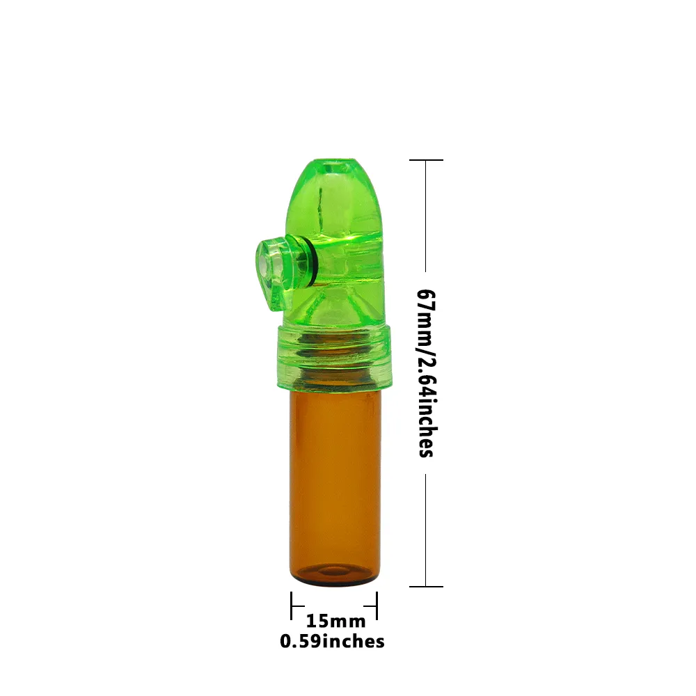 Distributeur de tabac à priser en verre en plastique pour fumer, 67 MM de hauteur, boîte à pilules de fusée, étui Snorter Snuff Snorter Sniffer Whole5986722