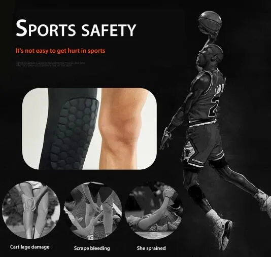 leg warmers New Honey comb Pad Lycra Crashproof Antislip Basketball Football Volleyball Leg Knee Pad Long Sleeve Protector