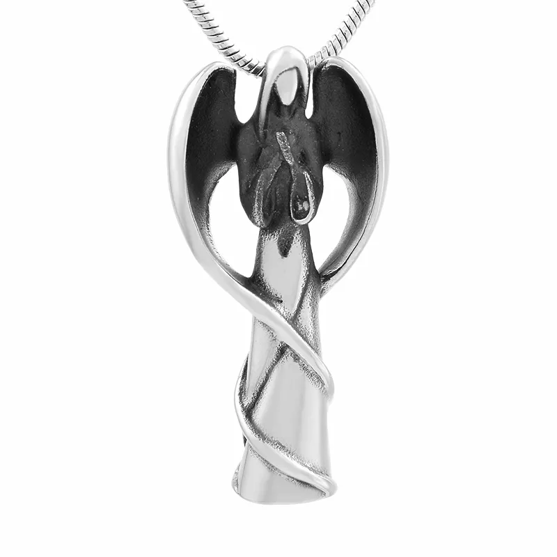 Partihandel Förbättrad Stora Kapacitet Angel Pendant Memorial Ashes Keepsake Ashes Vattentät Necklace Cremation Urns Gratis frakt