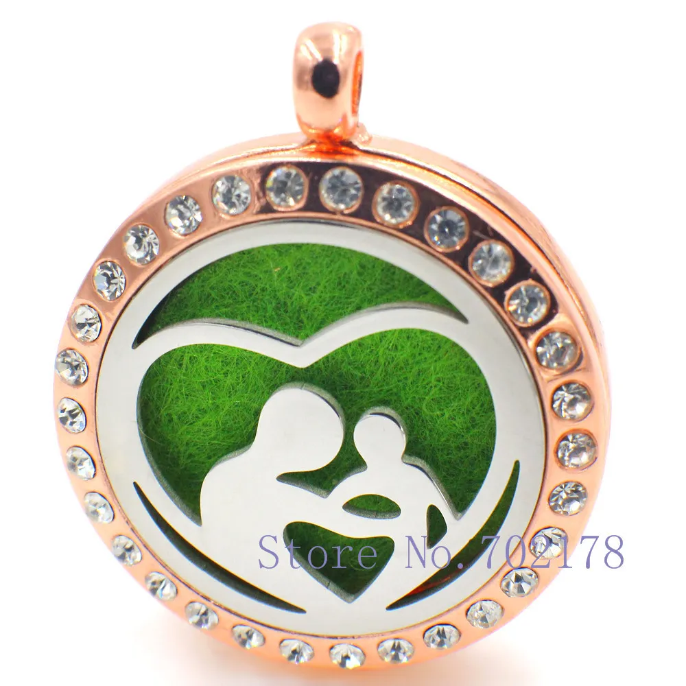 Mamma baby hjärta 30mm aromaterapi parfym Essential diffusor locket flytande locket som gåvor gratis halsband xx15