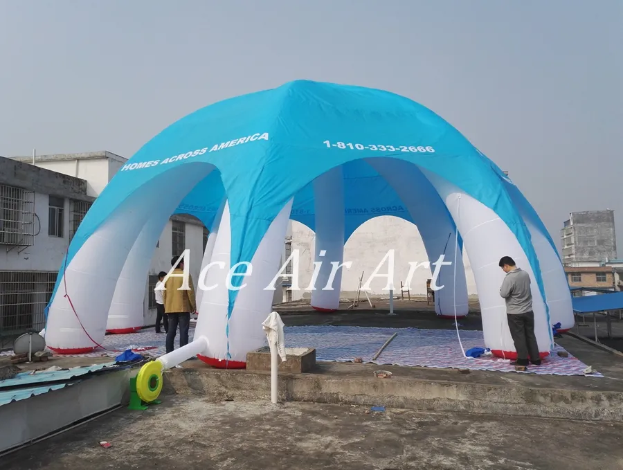 Blue And White Cover Cloth Custom Size Inflatable Spider Tent For Advertising With Logo Can Be Customized