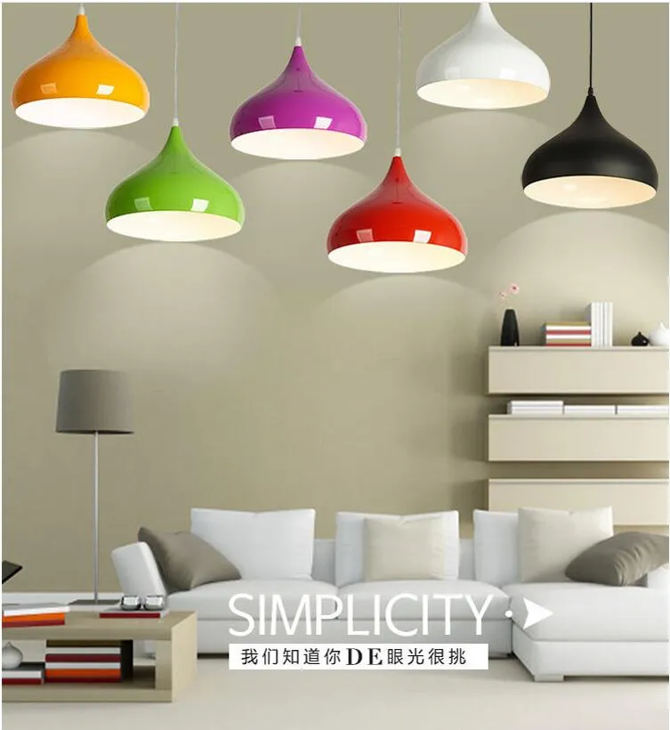 Lampes suspendues modernes lampara abat-jour en aluminium coloré Luminaire salle à manger lumières suspension pour éclairage domestique