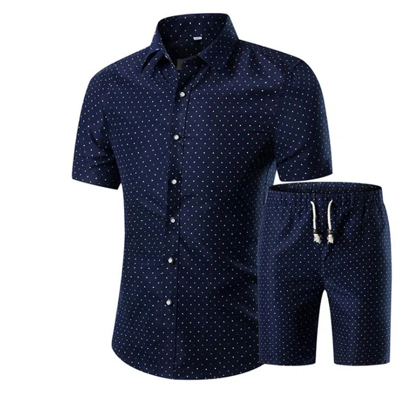 Nuove camicie da uomo estive + pantaloncini Set camicia hawaiana stampata casual Homme Set di abiti da uomo con stampa corta da uomo Taglie forti