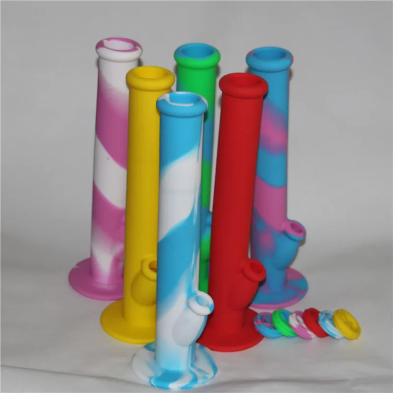 2 pezzi tubi dell'acqua in silicone bong in silicone con accessori in vetro mescolano il tubo dell'acqua in vetro olio di silicone