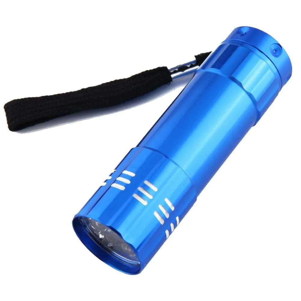 UV Lights Portable 9 LED Mini Flashlights Aluminum Ultra Violet Black Flashlight Torch Hand Light Lamp