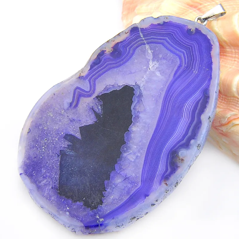 Wholesale 1LOT Classic Fire Natural Agate Slape Geode Gem 925 Sterling Silver USA Israel Wedding Engagement Pendants Party Jewelry