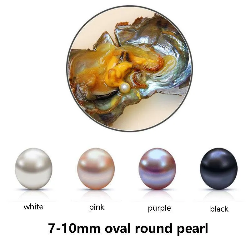 2017 Agua Dulce Oyster Pearl Oval Perla Redonda Natural 7-10 mm DIY Decoraciones de Regalo Envases al Vacío Al Por Mayor Blanco Rosa Purpel Negro