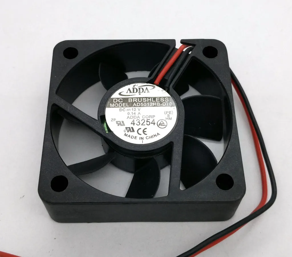 Original ADDA AD5012HB-D70 12V 0.14A 50*50*15MM 5cm 2Lines Cooling fan