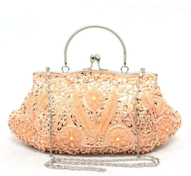 Hand Bags Beadings Evening Bag Diamond Gold Clutch Gorgeous Bridal Wedding Party Chain 