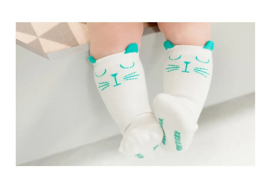 PrettyBaby Bebê Joelho Alto Orelhas de Gato 3D Meias Meninas Dos Desenhos Animados Meias Legging Joelheiras para Algodão Do Bebê Meias Longas Crianças Polainas