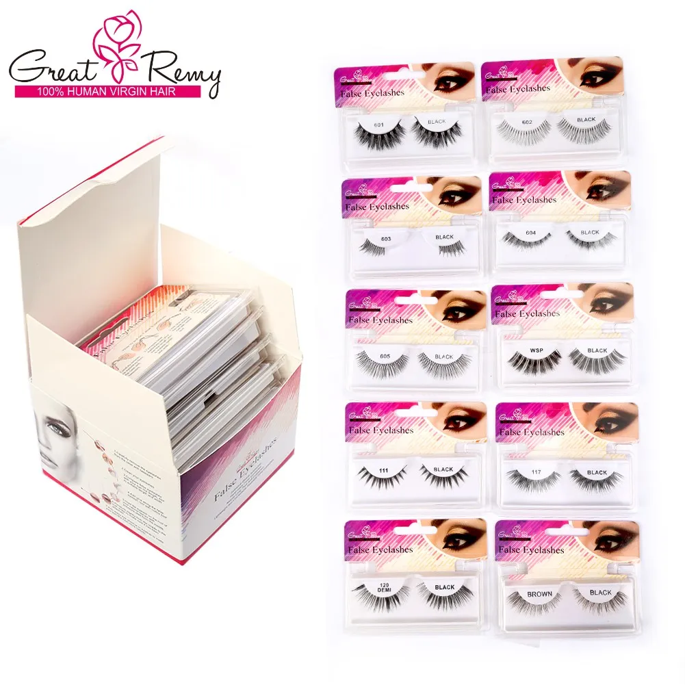 Greatremy Separate Package Hand-Made Eyelashes Lightweight and Comfortable Reusable Black and Brown Travel False Eyelashes