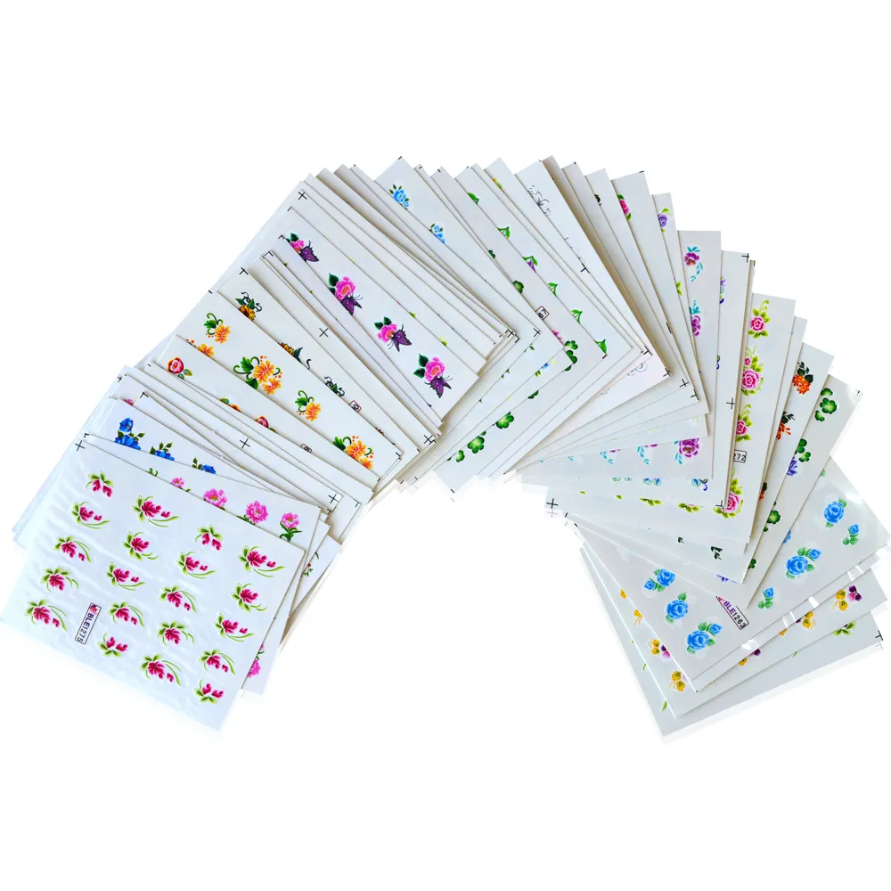 50 feuilles beauté conceptions transfert d'eau Nail Art autocollant décalcomanies nouvelle fleur bricolage français conseils ongles Styles mixtes