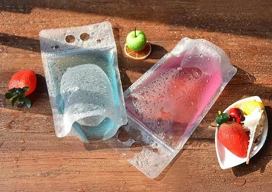 DHL Free 450ml Transparent Self-sealed Plastic Beverage Bag DIY Drink Container Drinking Bag Fruit Juice Food Storage Bag