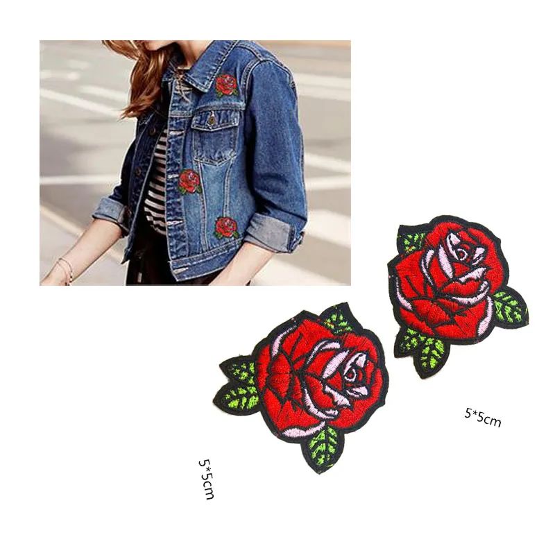 Cool Red Rose Flower Stickerei Applikation Stoff DIY Nähen Eisen auf Patch Badge9883769