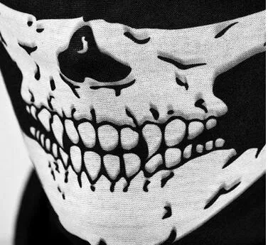 Unisexe Halloween Cosplay vélo Ski crâne demi visage masque fantôme écharpe Bandana cou plus chaud fête bandeau magique Turban cagoule BF25