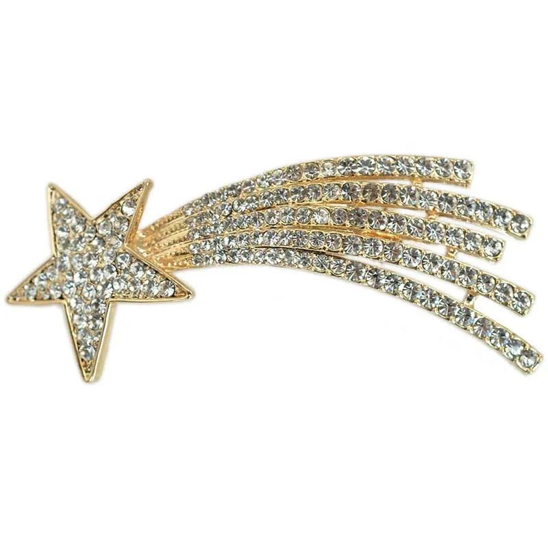 Corpetto Sciarpa Fibbia Dual Purpose Cristallo Strass Meteor Spilla Pin Stella cadente in metallo Accessorio costume da donna Regalo di gioielli di moda