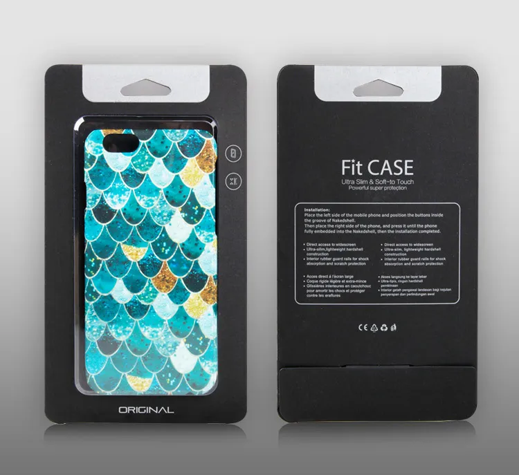 grossist anpassade svart enkelt kraftpapper med transparent plastförpackningsbox för iPhone 7 7Plus fallförpackningar