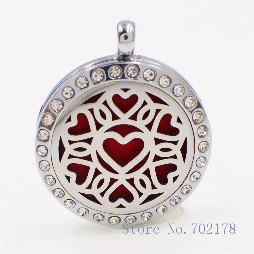 Hollow heart Magnetic Perfume Aromatherapy essential oil Diffuser Locket XX60 Hollow locket pendant with chain & Felt Pad randomly freely