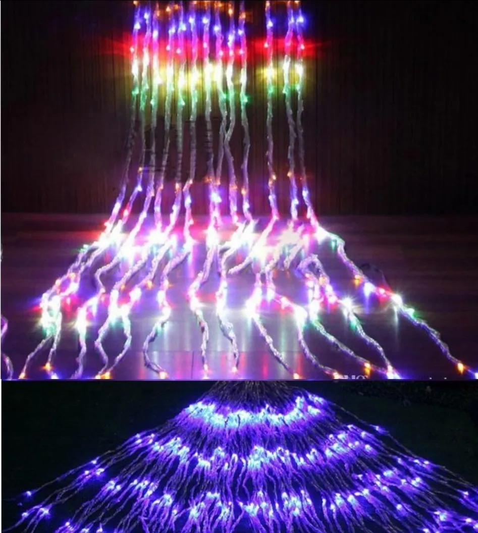 Led Waterfall String Curtain Light 9m * 3m Water Flow Christmas Wedding Party Holiday Decoration Fairy String Lights