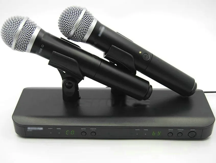 Geen verzendkosten! BLX BX288 BX88 PG 58A UHF Draadloos Microfoon Karaoke-systeem met PG58 DUAL HANDHELD ZENDER MICROFONE MIC