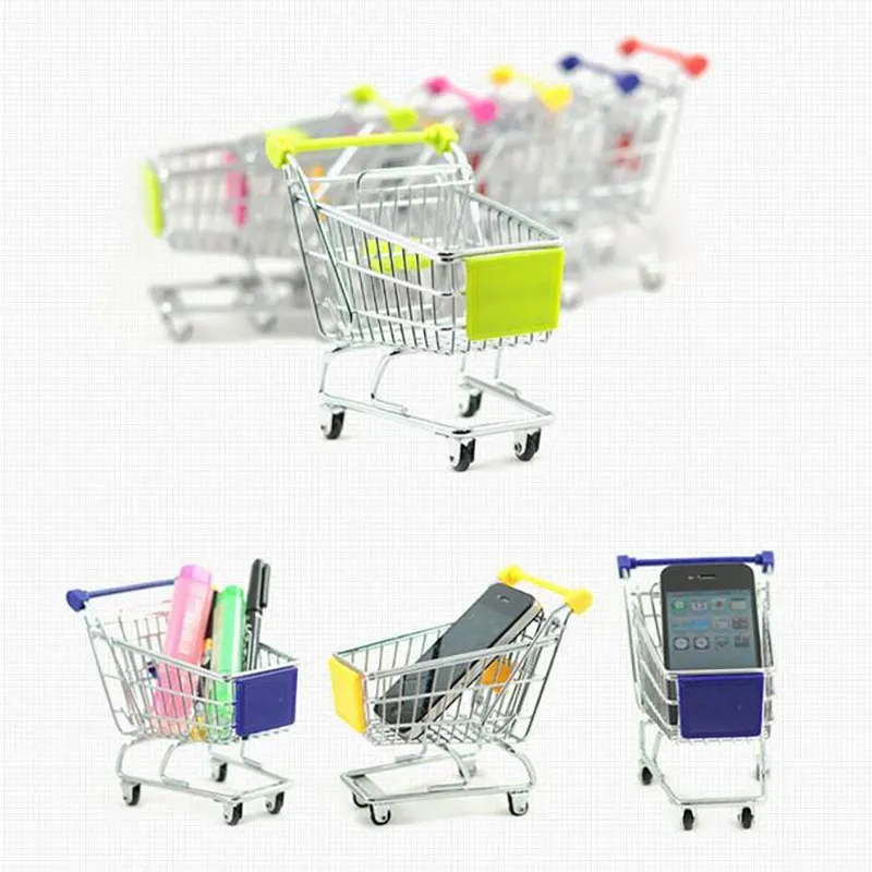 Mini Supermarket Handcart Shopping Utility Cart Mode Storage Basket Desk Toy New Collection Free DHL In Stock WX-C27