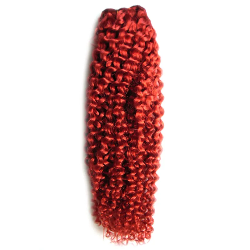 RED Unprocessed Afro Kinky Curly Weave Human Hair 100g Brazilian Kinky Curly Virgin Hair 1 Bundles double weft quality,no shedding