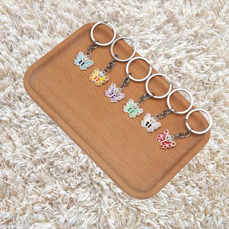 Vlinder Sleutelhanger Sleutelhanger Ringen Crystal Legerings Vintage DIY Bag Telefoon Passant Accessoires Sieraden Gift Sleutelhangers