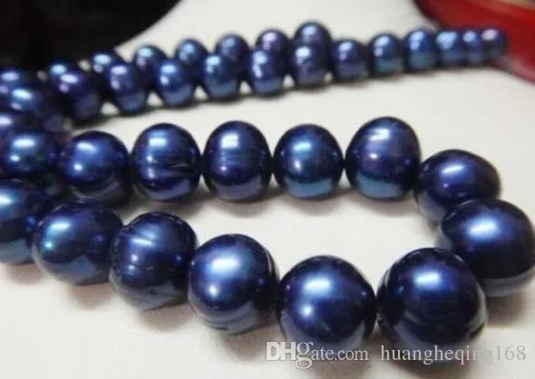 Charming 11-13mm south sea blue pearl necklace 18 inch 14k gold clasp