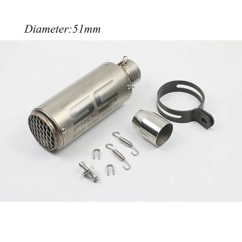 High Quality Stainless Steel 60mm 51mm Universal Motorcycle Exhaust Pipe Muffler Racing Exhaust With Scooter Motorcycle Street Bik239m