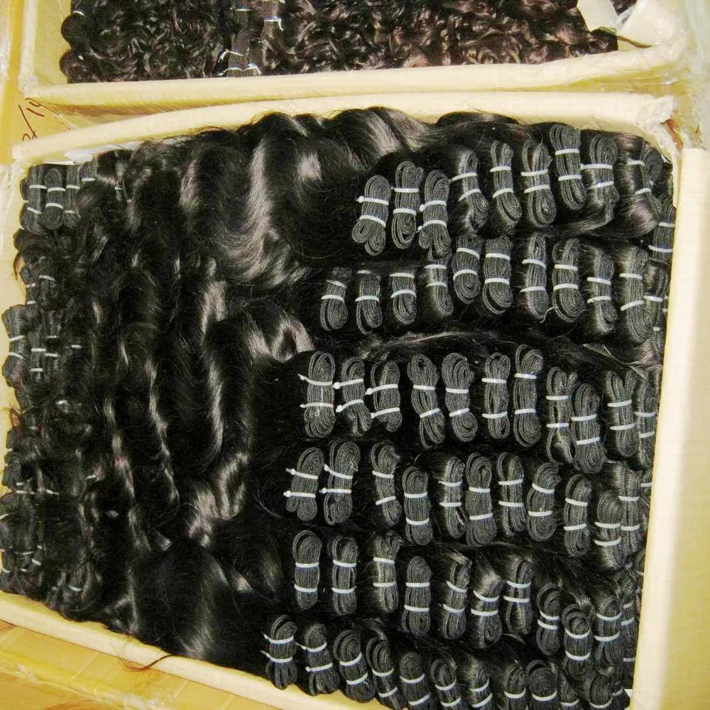10 шт., оптовая продажа, прямые волнистые плетения, индийские обработанные наращивание человеческих волос, черный цвет, дешевая цена