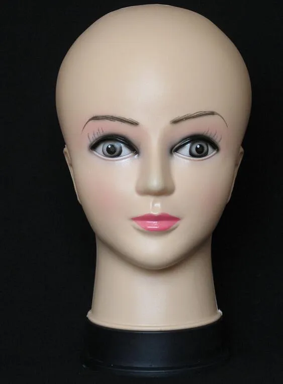 PVC Female Bald Mannequin Head Model Cosmetology Wig Hat Glasses With Clamp