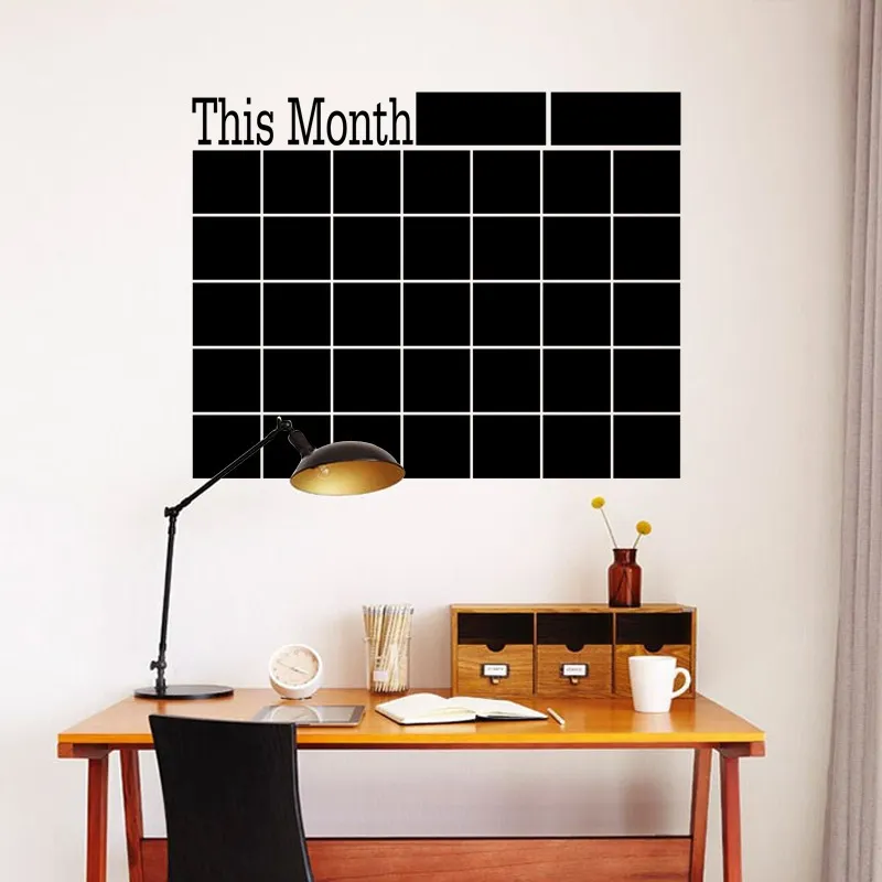 DHL SFexpress This Month blackboard Stickers PVC WALL STICKER Monthly Plan Calendar Chalkboard wall Writing Boards for office 1523569