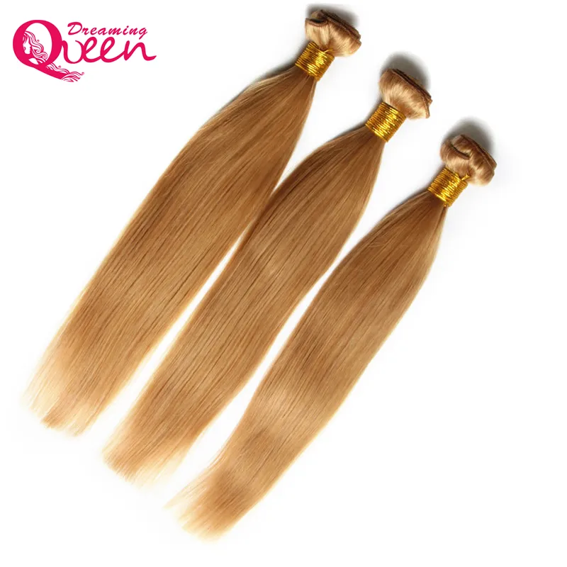 #27 Honey Blonde Color Ombre Brazilian Straight Hair Bundles Ombre Virgin Human Hair Weaves Ombre Human Hair Extension