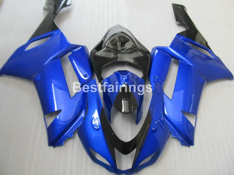 Eftermarknad Body Parts Fairing Kit för Kawasaki Ninja ZX6R 2007 2008 Blue Black Motorcykel Fairings Set ZX6R 07 08 MA12