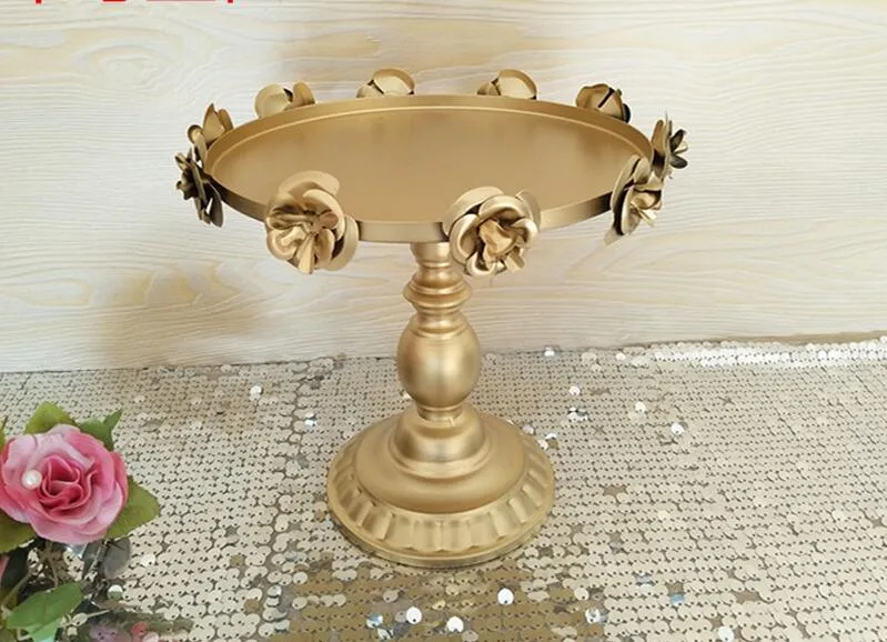 Goud 3 stks / sets Iron Metal Cake Stand Cake Pan West Pallet bruiloft decoratie