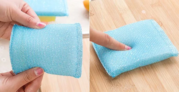 +new kitchen clean helper multicolor non stick oil magic washing dish cleaning sponge scouring pads cleaner eraser /pack