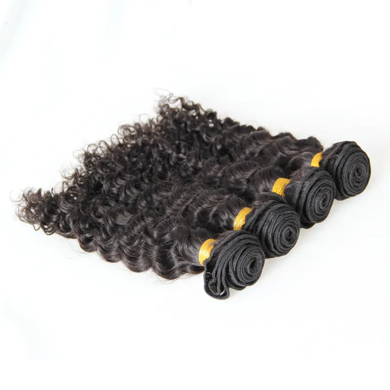 Onda Profunda Remy Cabelo Bundles 100% Malaio Encaracolado cabelo Humano Tecelagem Cor Natural 