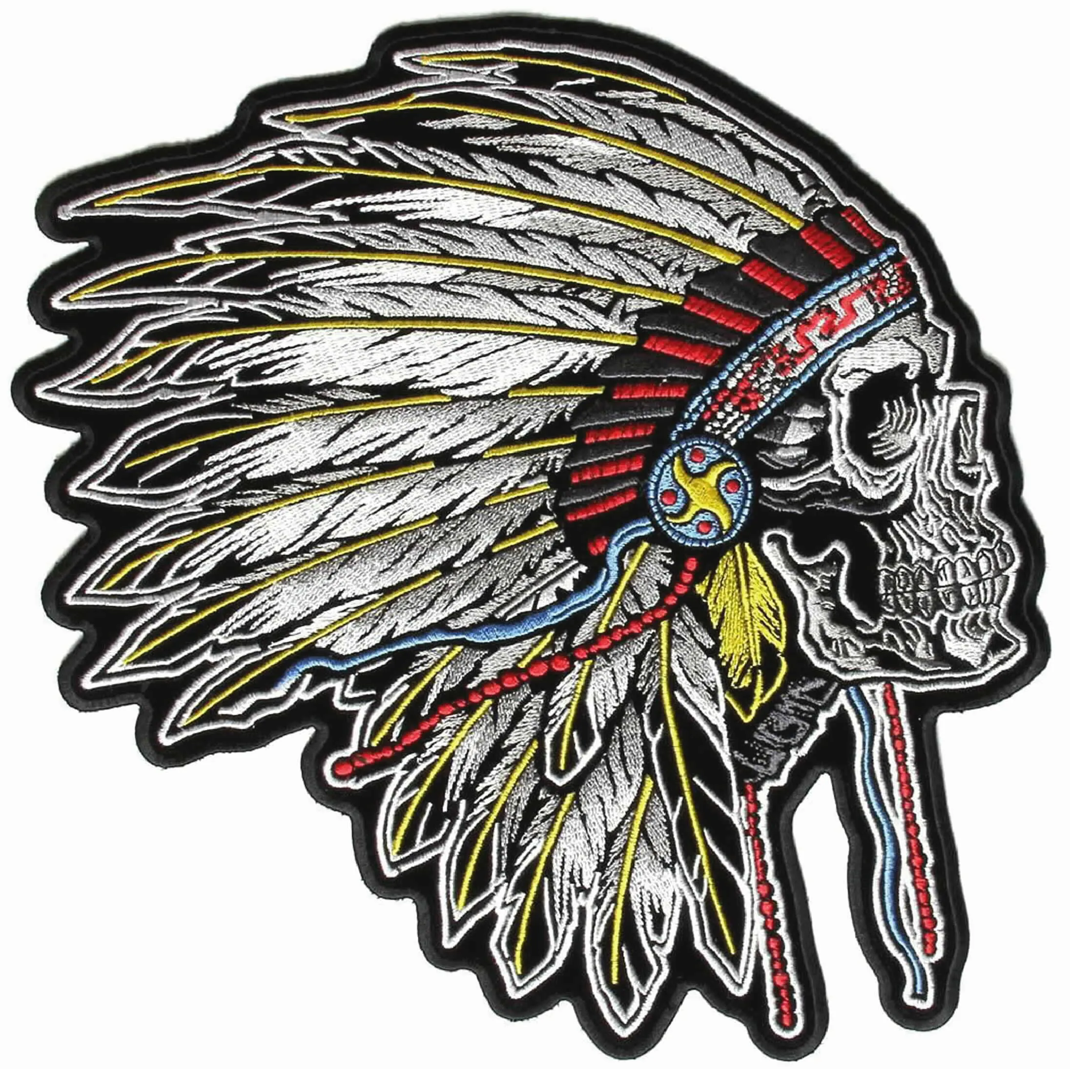 Wholesale Indian Skull Motorcycle Chief Biker Patch Frong MC Club 3.5" Badge For Jacket Vest Flight Suit Patch 