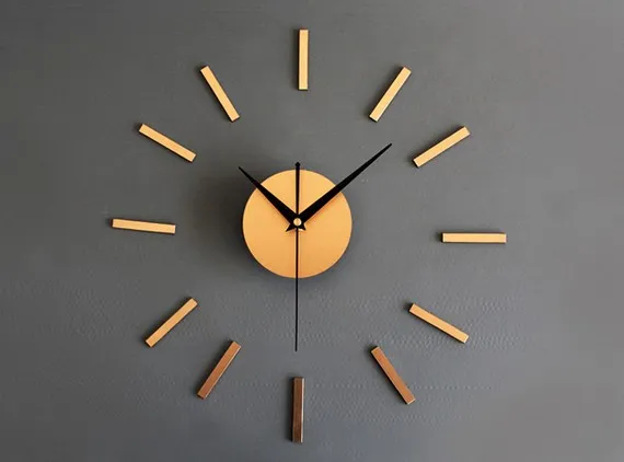 Textura de metal de alta calidad DIY Reloj de colgaje de moda Moda Creativa Combinación Reloj autoadhesivo Tierra Hao Gold Diy Bell