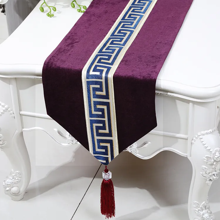 New Patchwork Luxury Velvet Forest Green Table Runner High End Dining Table Protective Mats